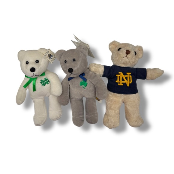 Notre Dame NWT Plush Bear Lot of 3 Stuffed Animals 8 Inch 8.5 Inch Collectible - Picture 1 of 7